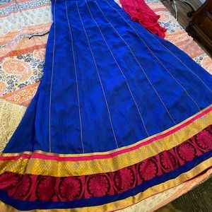 Blue and Pink Lehenga Choli (3 Piece)